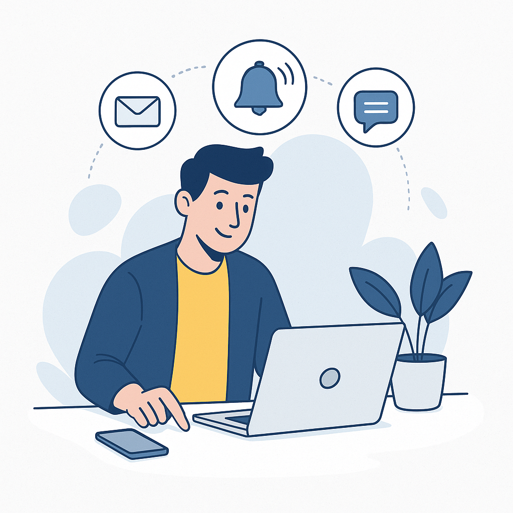 AUTOMATIZACIÓN DE MENSAJES Conecta con tus clientes sin estar pendiente Automatiza recordatorios, promociones y seguimientos vía SMS o email. ¿Por qué usar esta herramienta? Segmenta, automatiza y mantén informados a tus clientes sin esfuerzo. Ellos reciben lo que necesitan, tú ahorras tiempo. Multiplica tu comunicación Elige canales como SMS, email o ambos. Configura tu mensaje y deja que el sistema lo envíe por ti. Recordatorios automáticos de citas Evita ausencias. Envía SMS personalizados con confirmaciones y detalles de las reservas.