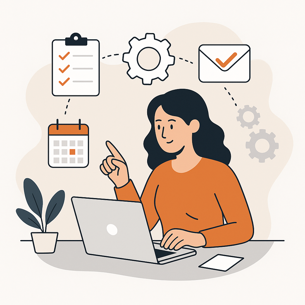 TAREAS AUTOMÁTICAS Deja que la tecnología haga lo repetitivo Ahorra tiempo, reduce errores y dedícate a lo que realmente importa. ¿Por qué automatizar tareas? Con configuraciones simples, el sistema ejecuta tareas por ti: comunicaciones, actualizaciones, acciones internas, y más. Automatiza tus comunicaciones Envía mensajes automáticos por correo o SMS según tus reglas. Bienvenidas, recordatorios o mensajes clave, sin esfuerzo. Personaliza cada experiencia Crea respuestas automáticas adaptadas a cada cliente. Haz que se sientan escuchados sin invertir más tiempo. Ejecuta acciones internas automáticamente Agrega clientes a grupos, deja notas, envía plantillas y más. Todo con unos clics. Más de 15 acciones configurables El sistema incluye automatizaciones listas para usar. Solo actívalas cuando las necesites.
